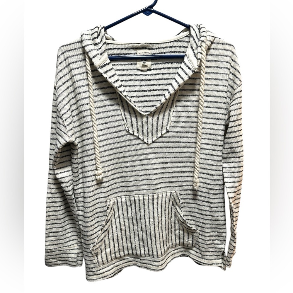 BILLABONG BLACK AND WHITE STRIPED HOODIE PULLOVER - Picture 2 of 4